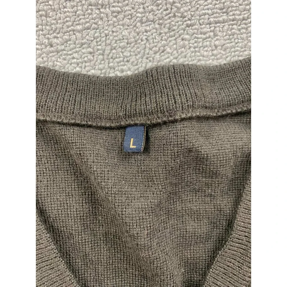 Vintage Gabicci Sweater Men L V Neck Knit‎ Pullover Brown Mod Wool Laine Blend